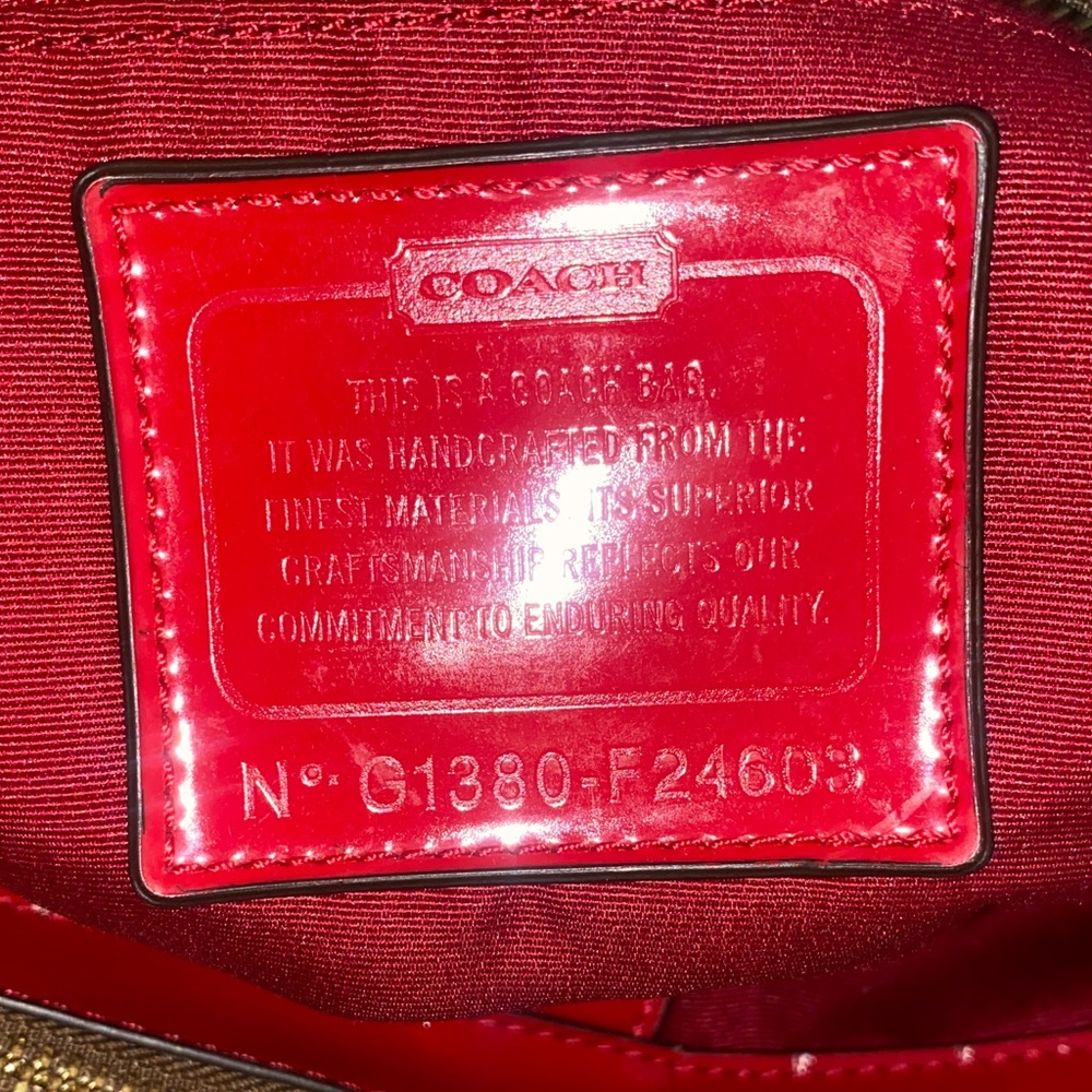 Coach Brown and Red Signature Tote - Picture 5 of 11